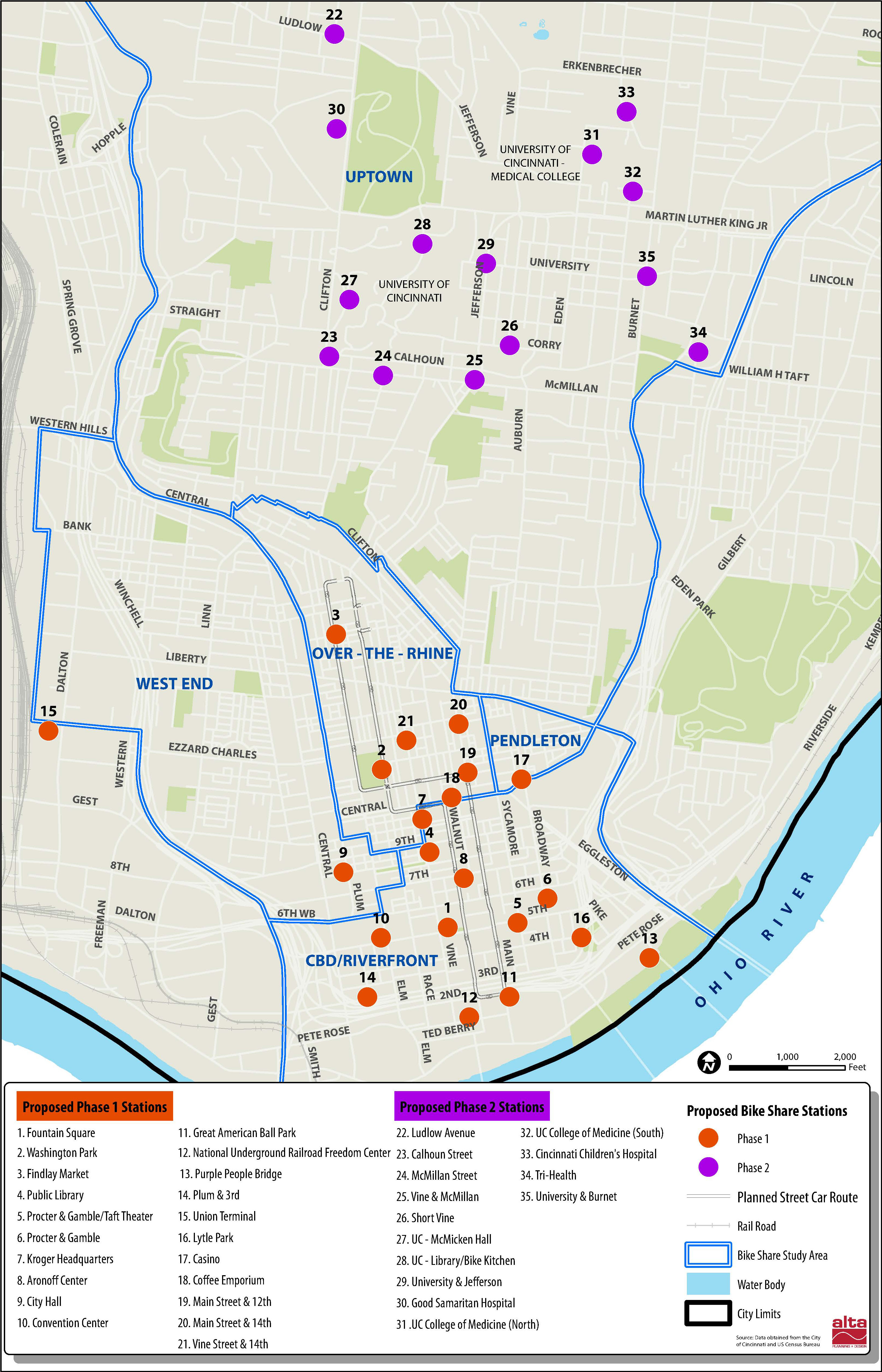 Cincinnati Bike Share Station Map