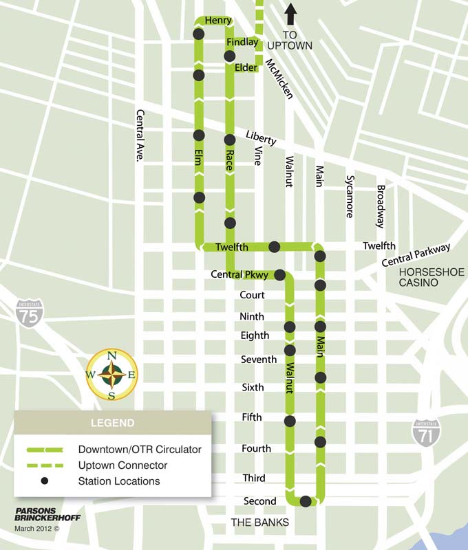 Cincinnati Streetcar Phase 1 Route